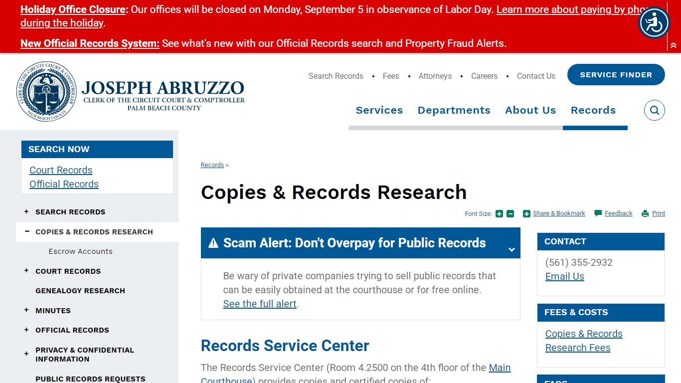 Copies & Records Research | Clerk of the Circuit Court & Comptroller ...